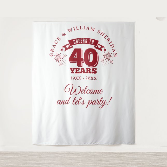 Cheers To Ruby 40th Anniversary Photo Prop Tapestry (Front)
