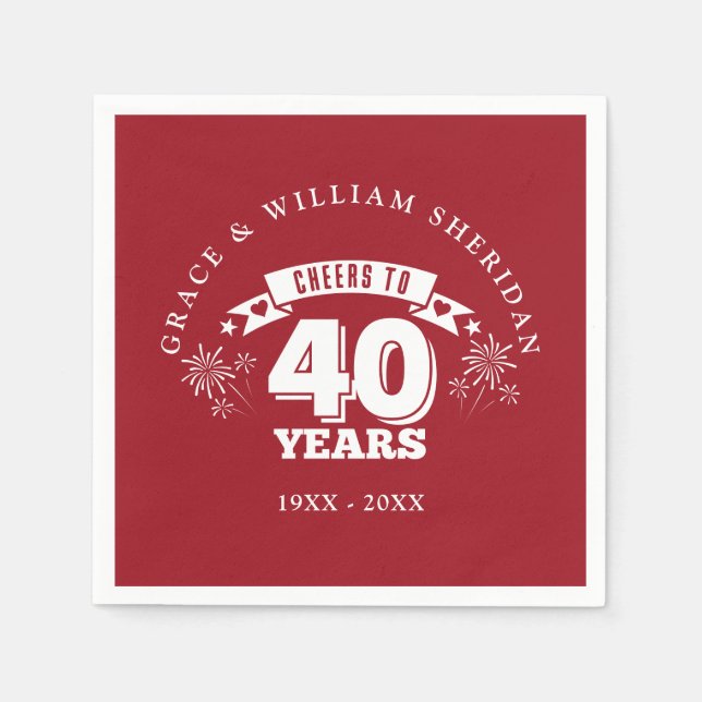 Cheers To Ruby 40th Wedding Anniversary Napkins (Front)
