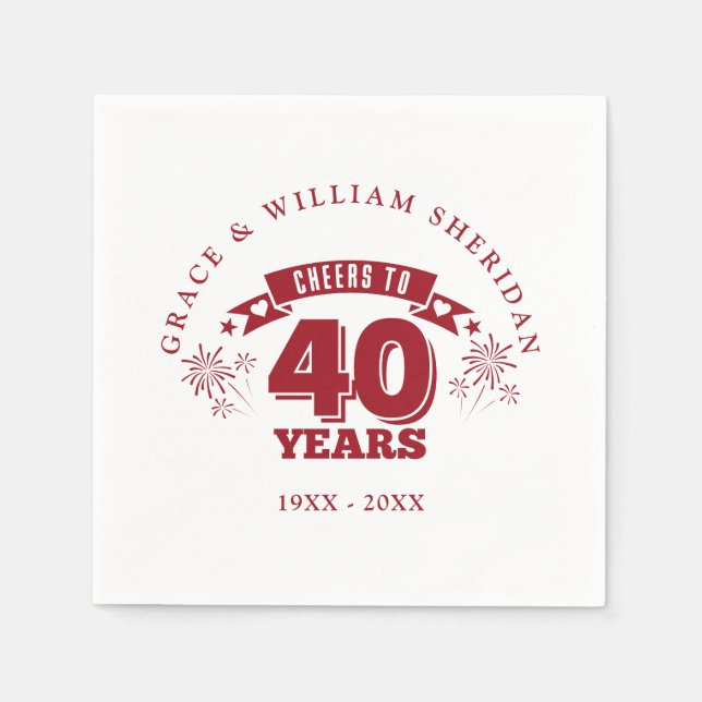 Cheers To Ruby 40th Wedding Anniversary Napkins (Front)
