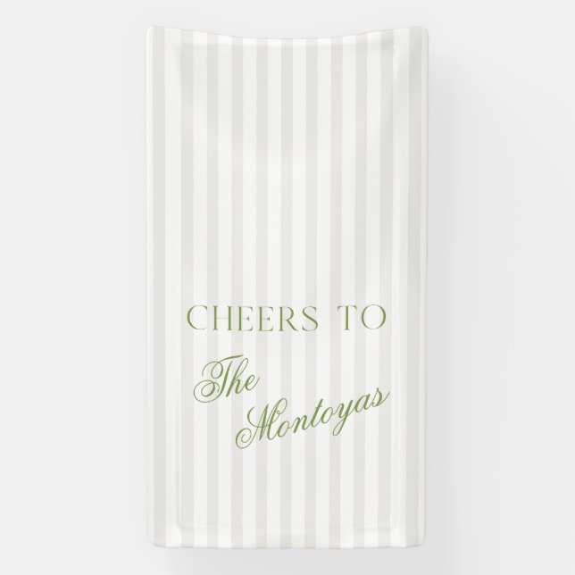 Cheers to Sage Green & Beige Wedding Banner (Vertical)