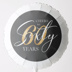 Cheers to Sixty   60th Black Gold Glitter Birthday Balloon