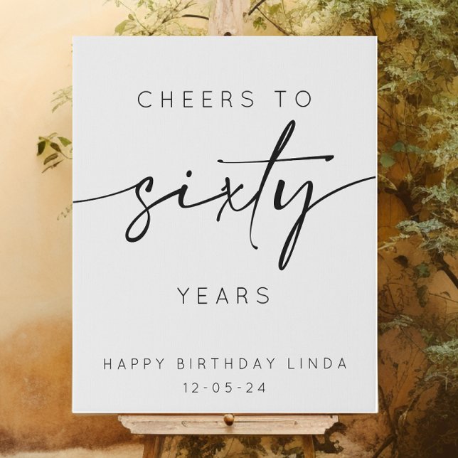 Cheers To Sixty Years 60th Birthday Faux Canvas Print (Cheers to sixty years 60th birthday sign)