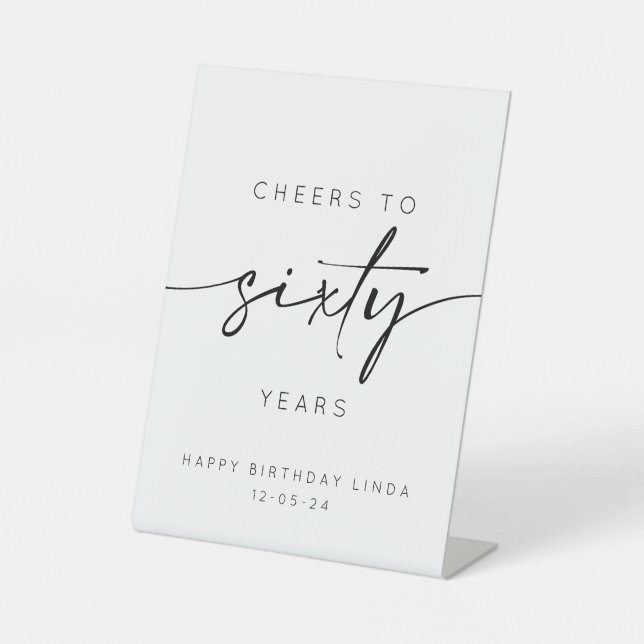 Cheers To Sixty Years 60th Birthday Pedestal Sign (Front)
