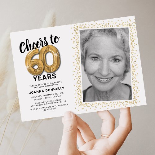 Cheers to Sixty Years 60th Birthday Photo Invitation