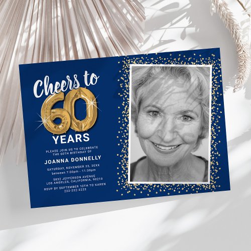 Cheers to Sixty Years 60th Birthday Photo Invitation