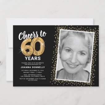 Cheers to Sixty Years 60th Birthday Photo Invitation | Zazzle