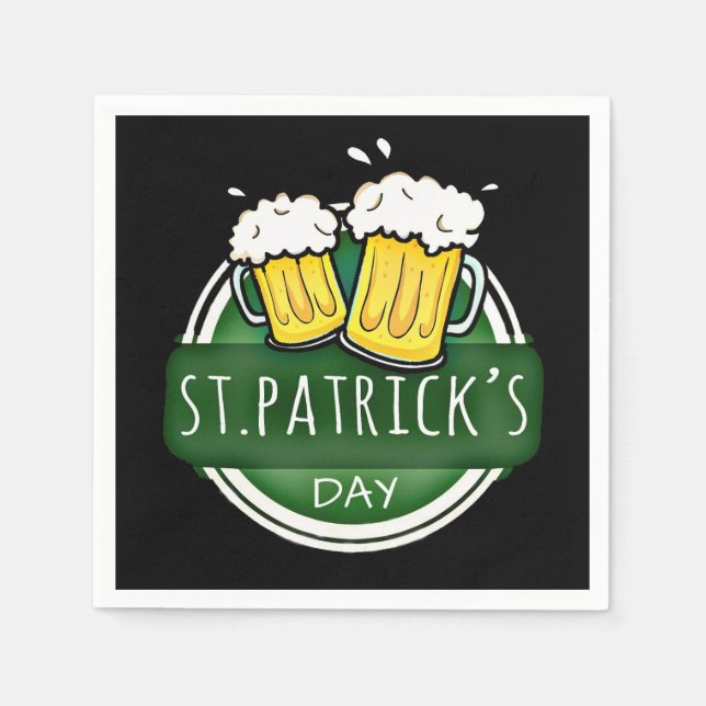 Cheers to St Patrick's Day Beer Mugs Napkins (Front)