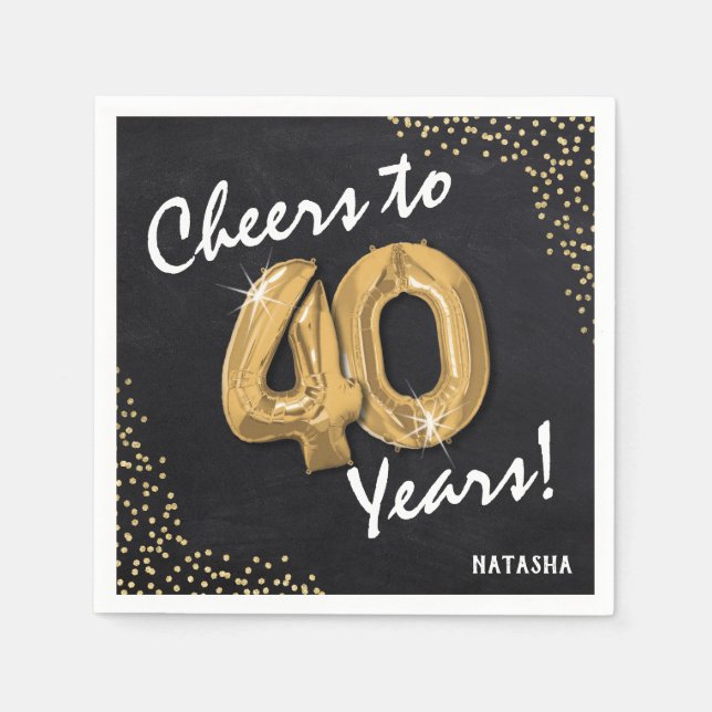 Cheers to the 40 Years! 40th Birthday Napkins (Front)