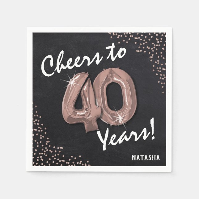 Cheers to the 40 Years! 40th Birthday Napkins (Front)