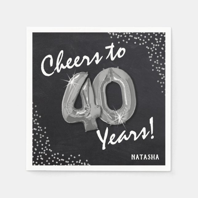 Cheers to the 40 Years! 40th Birthday Napkins (Front)