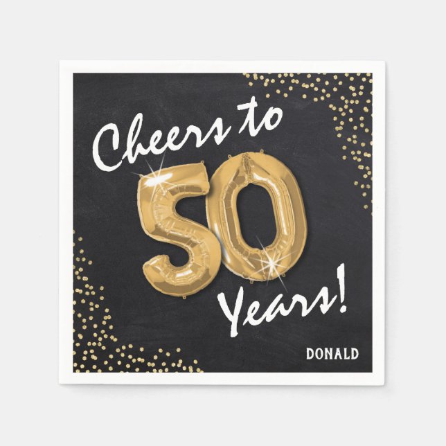 Cheers to the 50 Years! 50th Birthday Napkins (Front)