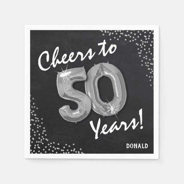 Cheers to the 50 Years! 50th Birthday Napkins (Front)