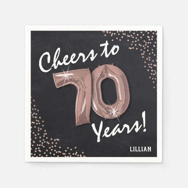 Cheers to the 70 Years! 70th Birthday Napkins (Front)