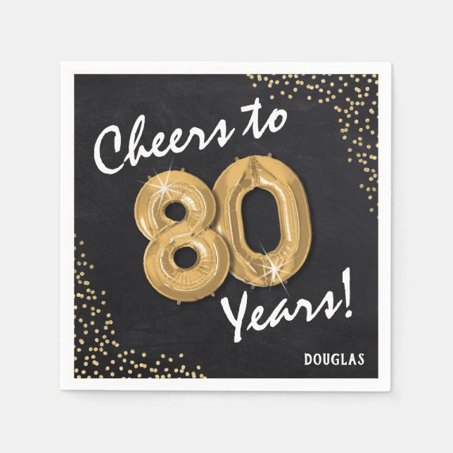 Cheers to the 80 Years! 80th Birthday Napkins (Front)