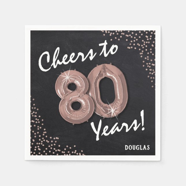 Cheers to the 80 Years! 80th Birthday Napkins (Front)