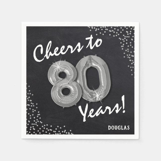 Cheers to the 80 Years! 80th Birthday Napkins (Front)