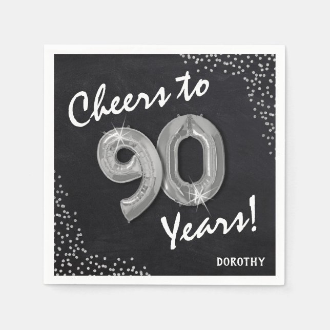 Cheers to the 90 Years! 90th Birthday Napkins (Front)
