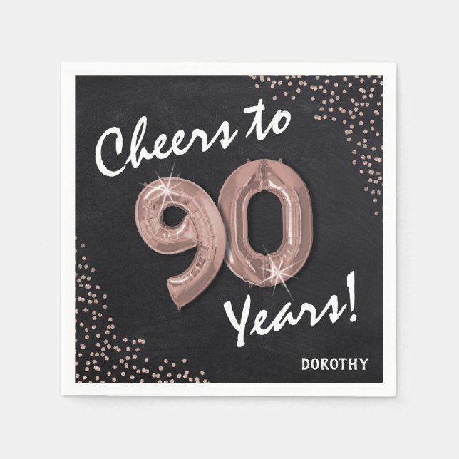 Cheers to the 90 Years! 90th Birthday Napkins (Front)