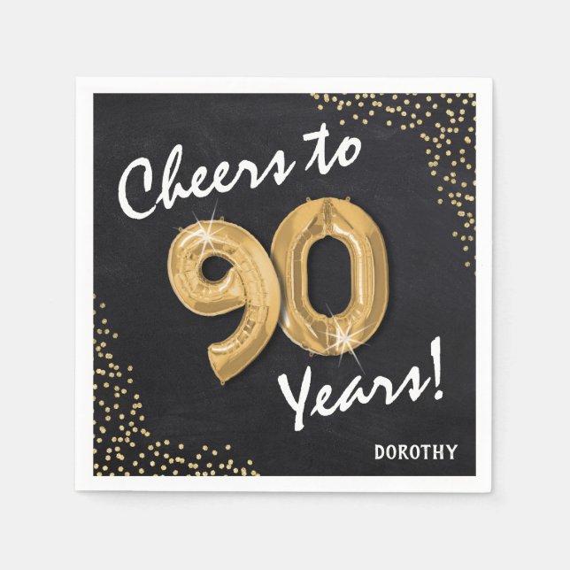 Cheers to the 90 Years! 90th Birthday Napkins (Front)