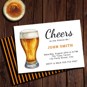 Cheers to the Almost Mr.! Fun Bachelor Party Invitation