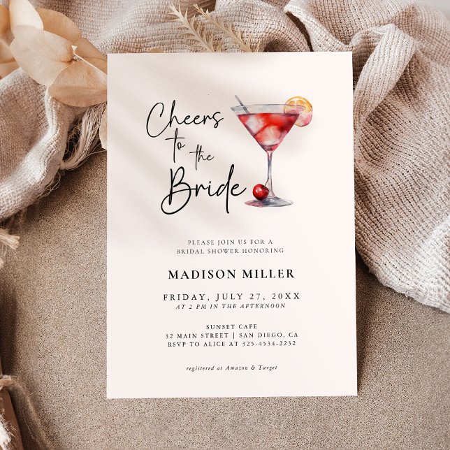 Cheers To The Bride Bridal Shower Minimalist Invitation (Creator Uploaded)