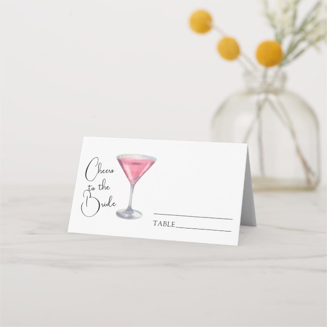 cheers to the bride bridal shower - wedding place card (Front)