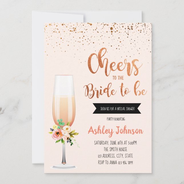 Cheers to the bride to be party invitation (Front)