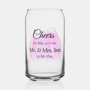Cheers to the future add couple name date purple p can glass