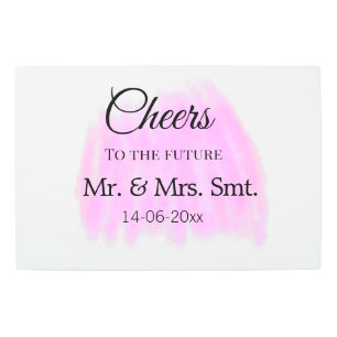 Cheers to the future add couple name date purple p metal print