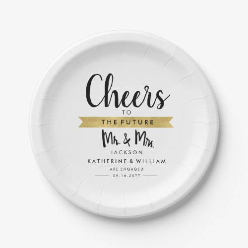 Cheers To The Future Mr and Mrs Elegant Custom Paper Plates