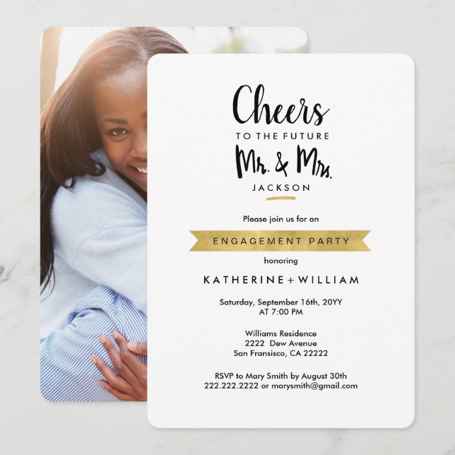 Cheers to The Future Mr and Mrs Engagement Party Invitation (Front/Back)