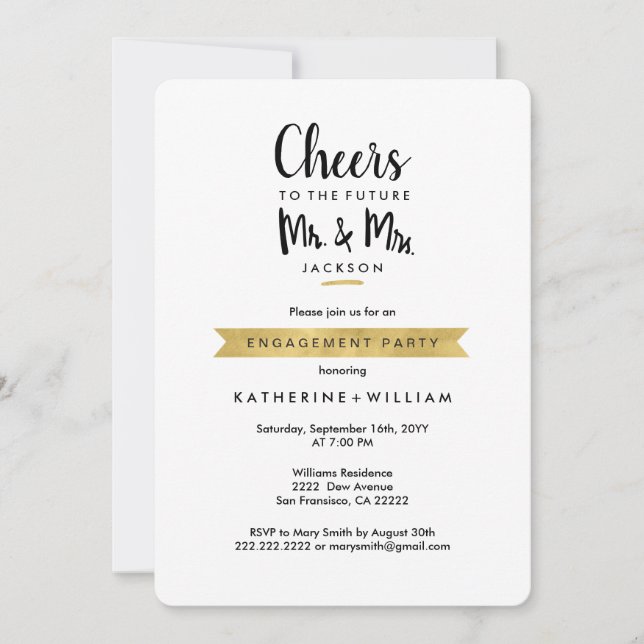 Cheers to The Future Mr & Mrs Engagement Party Invitation (Front)