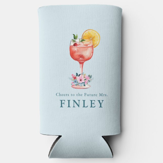 Cheers to the Future Mrs. Bridal Shower Seltzer Can Cooler (Front)