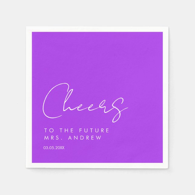 Cheers, to the future Mrs.! Modern, minimalist Napkins (Front)