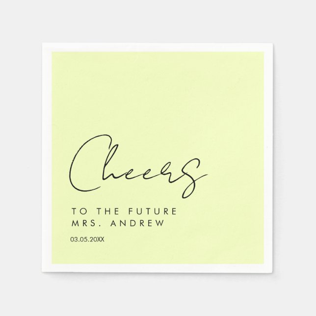 Cheers, to the future Mrs.! Modern, minimalist Napkins (Front)