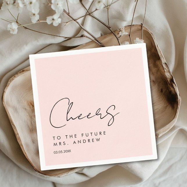 Cheers, to the future Mrs.! Modern, minimalist Napkins (Cheers, to the future Mrs.! Modern, minimalist Napkins with your name and date.)
