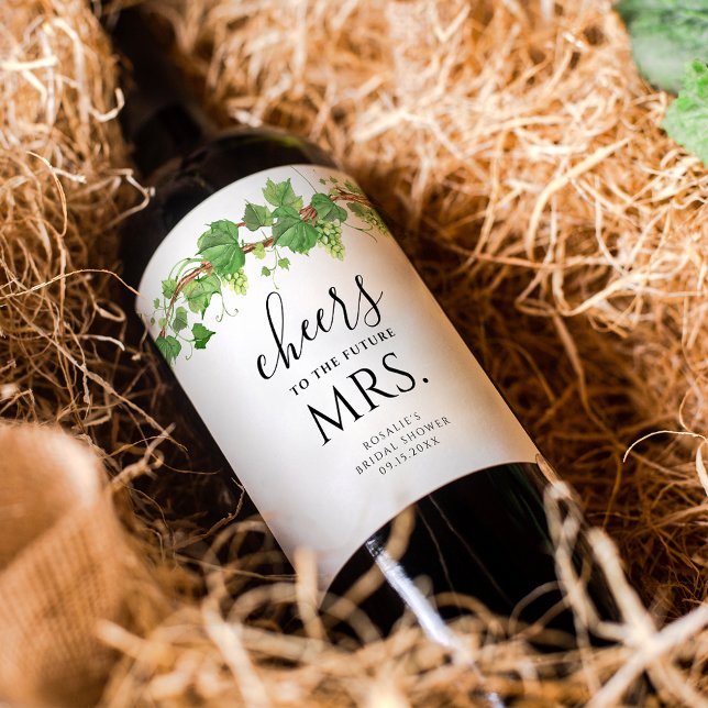 Cheers To The Future Mrs. Wine Bridal Shower Wine Label (Creator Uploaded)