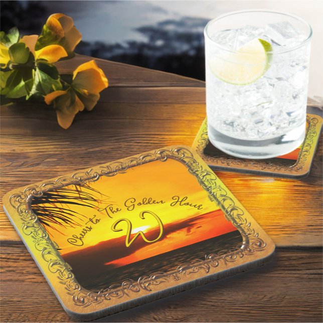 Cheers to The Golden Hour Sunset 2441 Beverage Coaster (Creator Uploaded)
