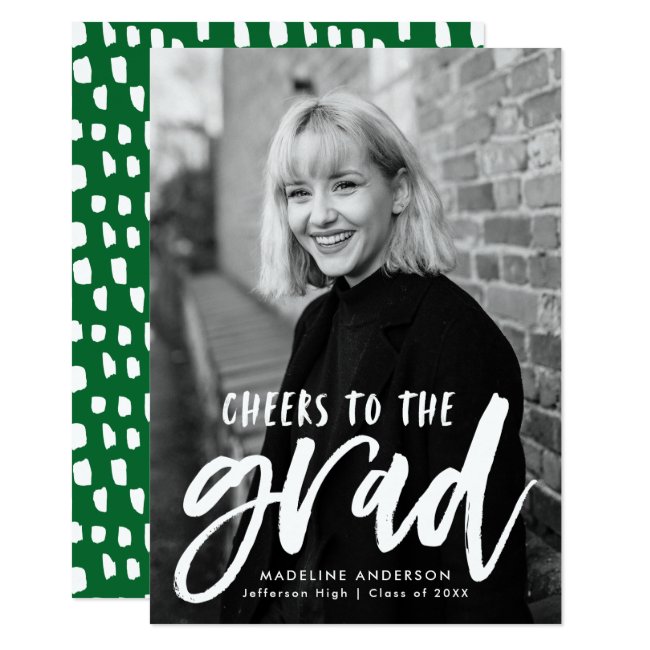 Cheers to the Grad Brush Script Photo Graduation Invitation