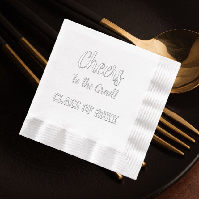 Cheers to the Grad Class Year Graduation Party Foil Napkins (In Situ)