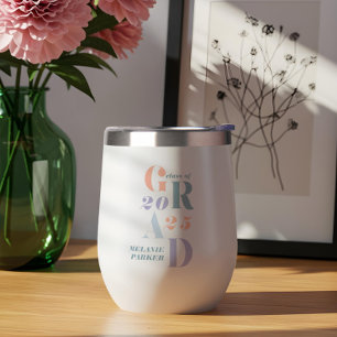 Cheers to the Grad Minimal Custom Graduate Name Thermal Wine Tumbler