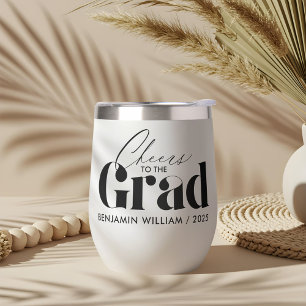Cheers to the Grad Minimal Custom Graduate Name Thermal Wine Tumbler