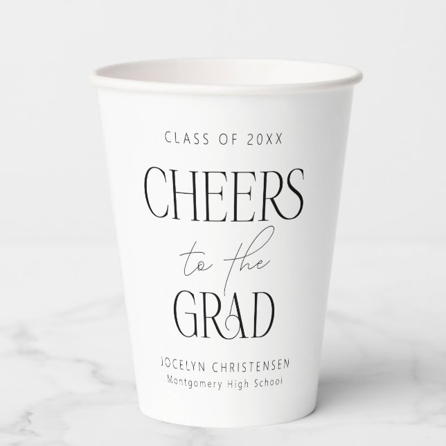 Cheers to the Grad Personalized Graduation Party Paper Cups (Front)