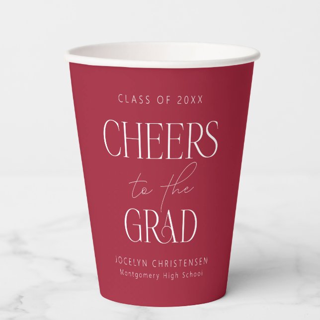 Cheers to the Grad Personalized Graduation Party Paper Cups (Front)