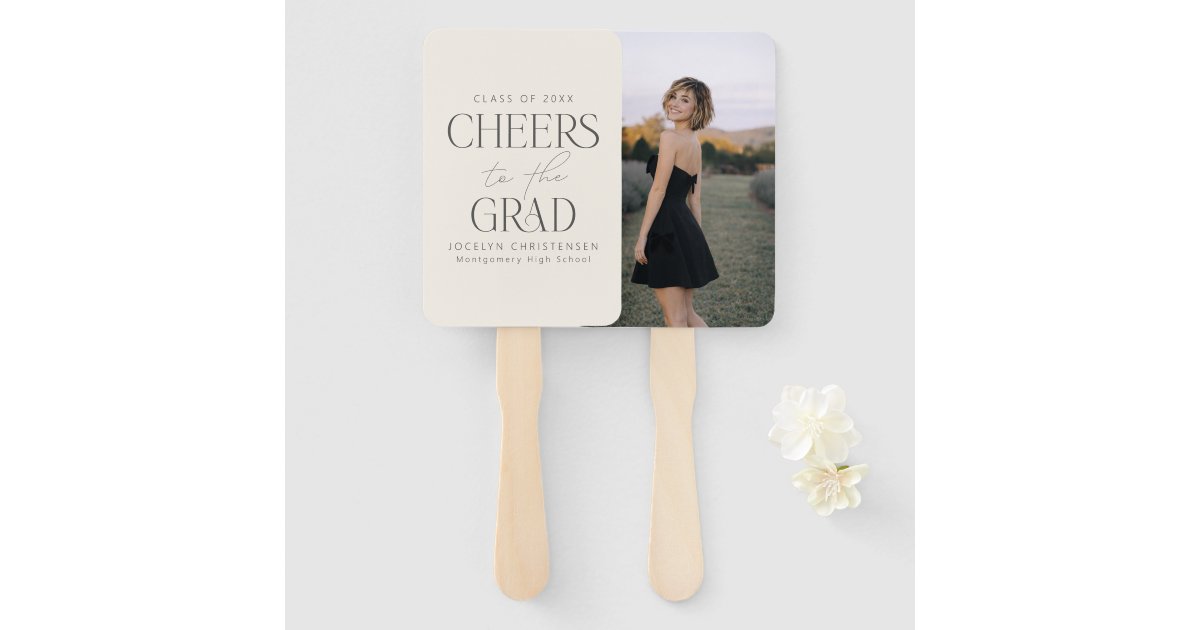 Cheers to the Grad Personalized Photo Graduation Hand Fan | Zazzle