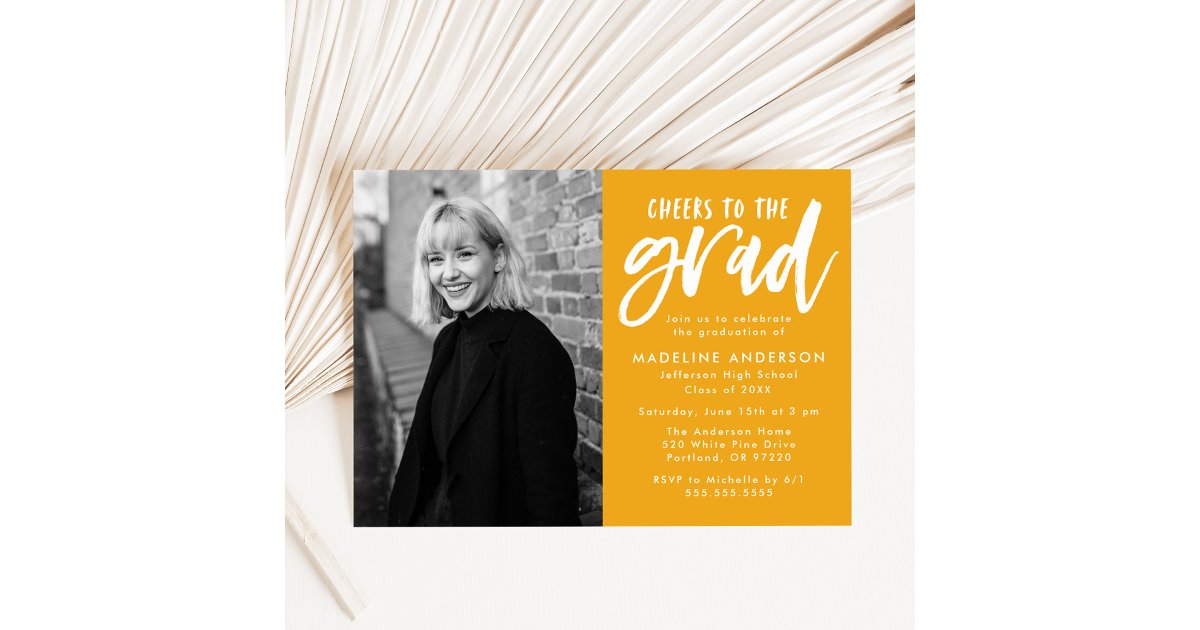 Grad Party Invite Script Cheers to the Grad Script Gold Graduation Party Invitation | Zazzle