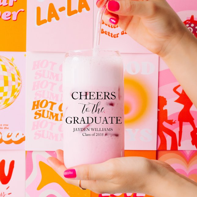 Cheers To The Graduate Custom 2026 Girl Graduation Can Glass (Cheers To The Graduate Custom 2025 Graduation Can Glass
)