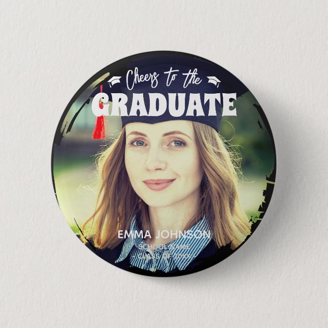 Cheers to the Graduate Custom Photo Name Family Button (Front)