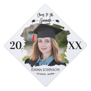 Cheers to the Graduate Custom Photo Name Family Graduation Cap Topper