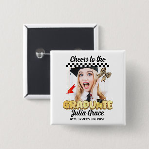 Cheers to the Graduate White Custom Photo Button